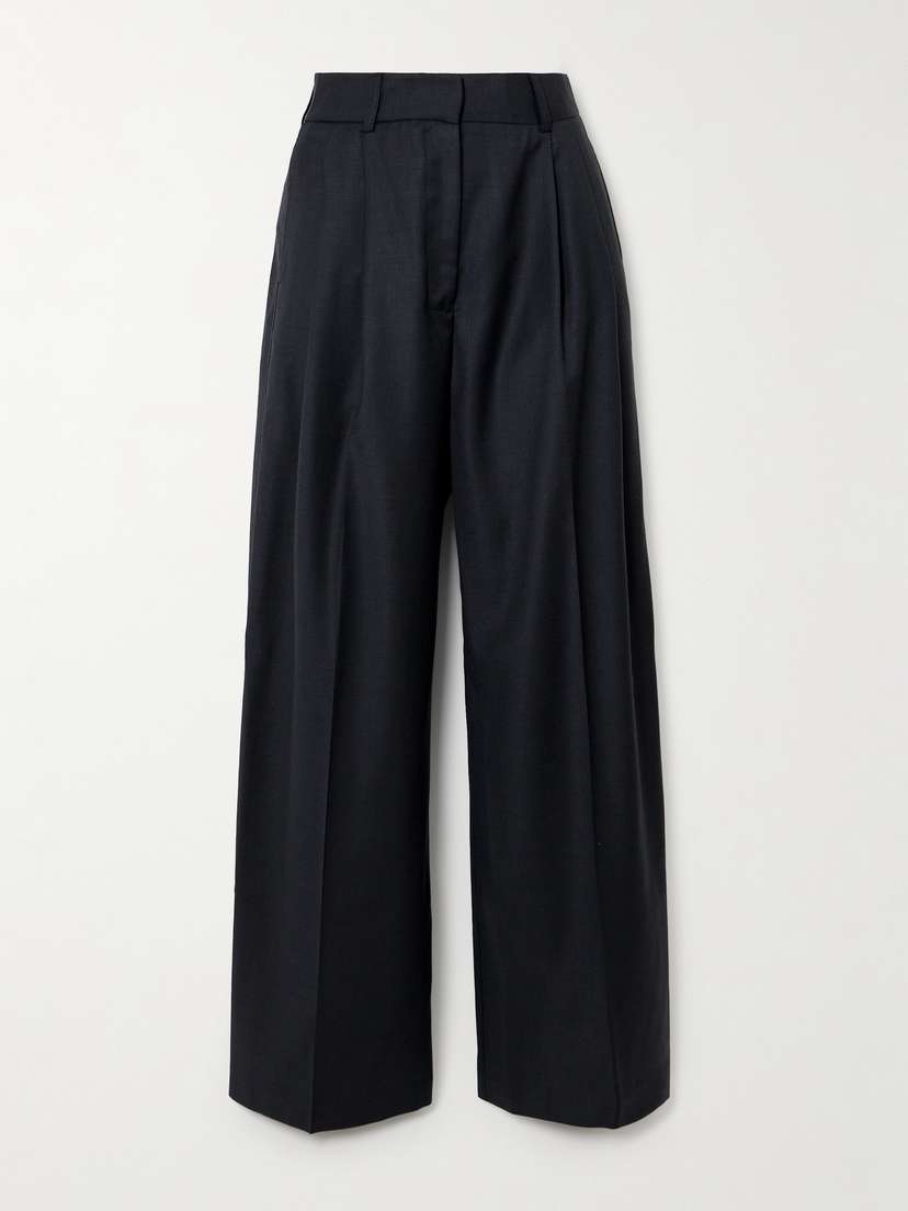BEARE PARK Double Pleated Wool-twill Wide-leg Pants