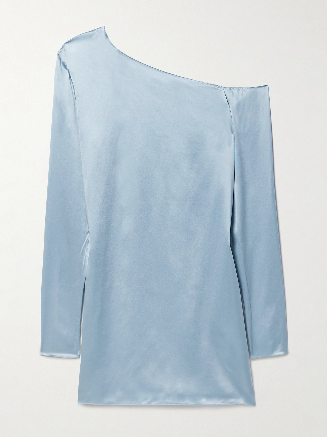 Beare Park One-shoulder Silk-satin Blouse In Blue