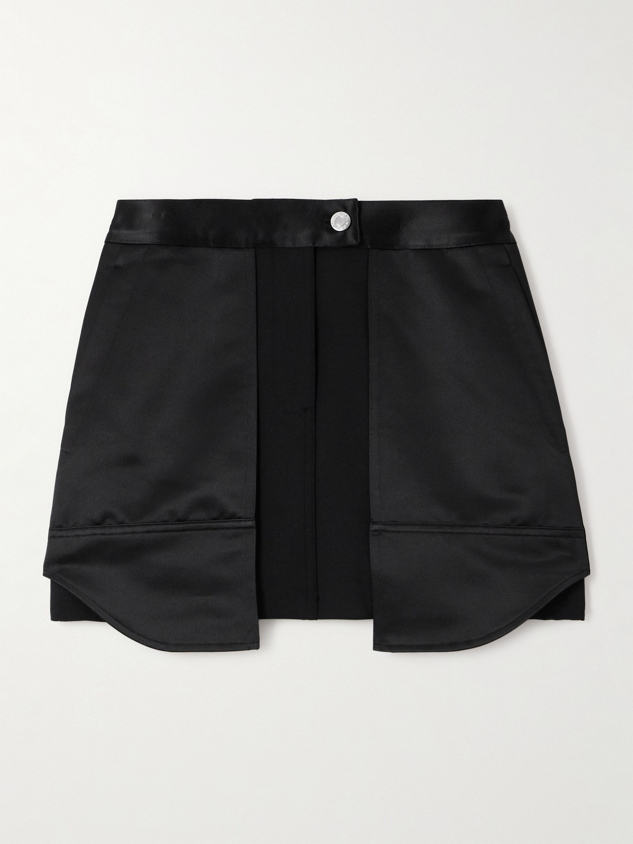 Shop Helmut Lang Inside Out Satin And Crepe Mini Skirt In Black