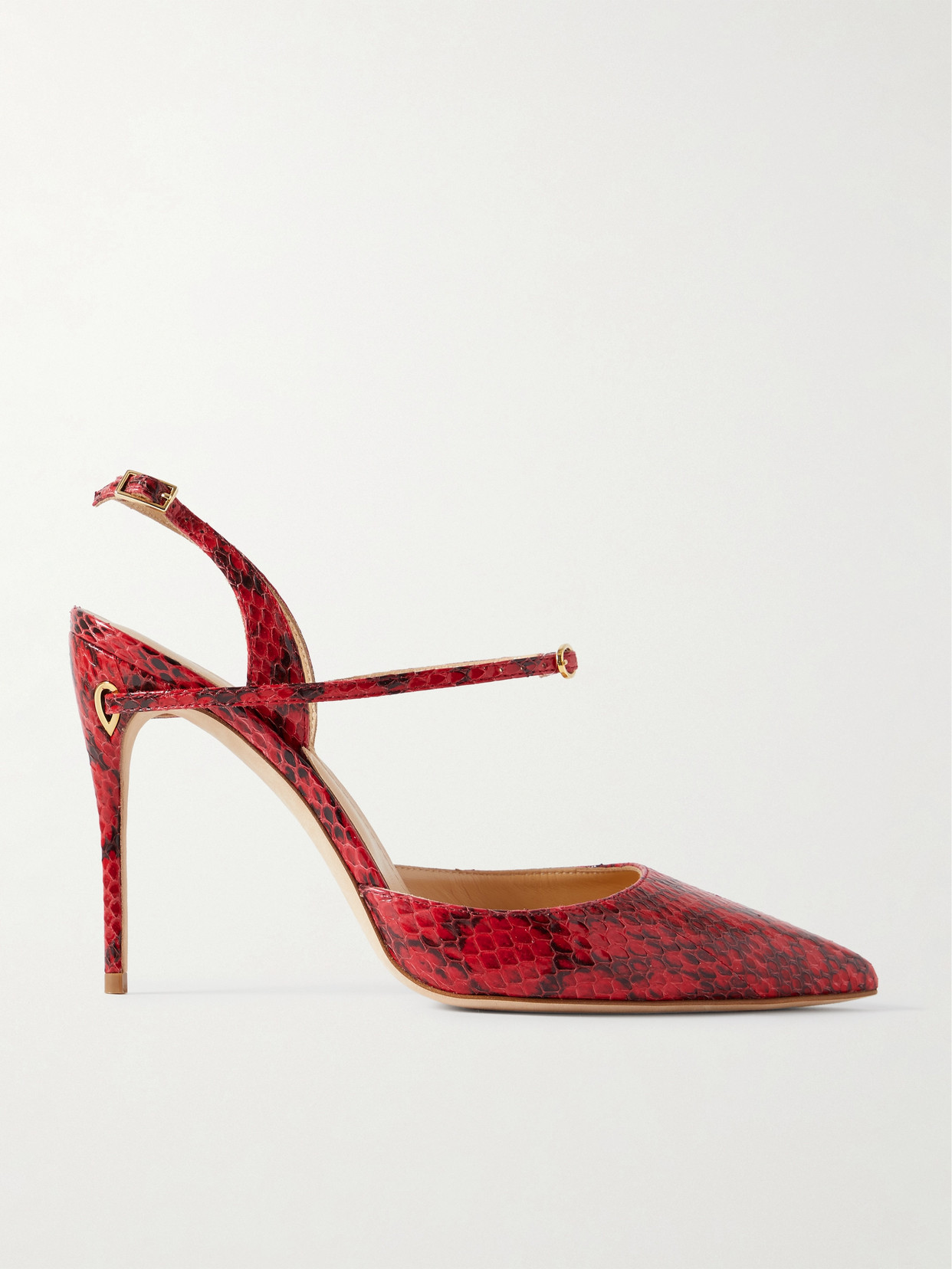 Jennifer Chamandi - Vittorio 105 Elaphe Point-toe Slingback Pumps - Red