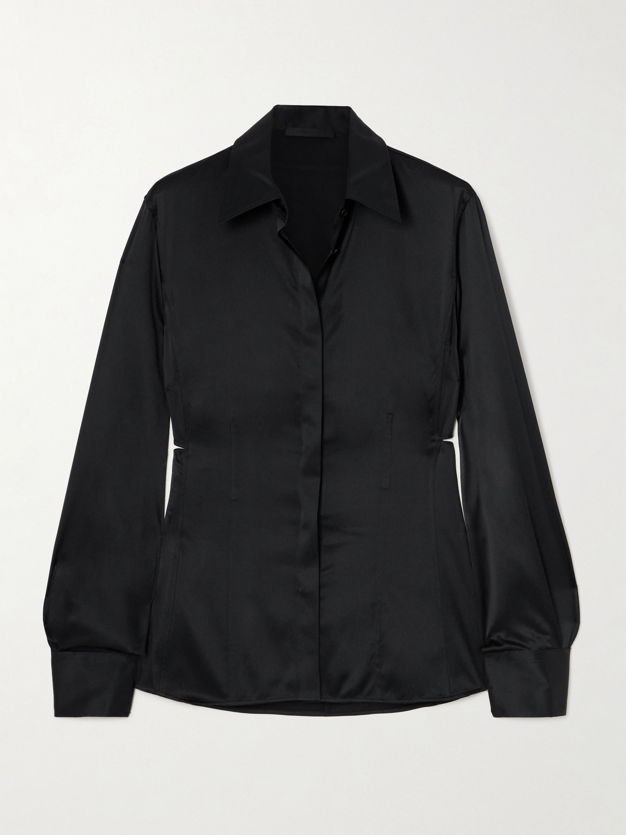 Helmut Lang Cutout Silk-blend Shirt In Black