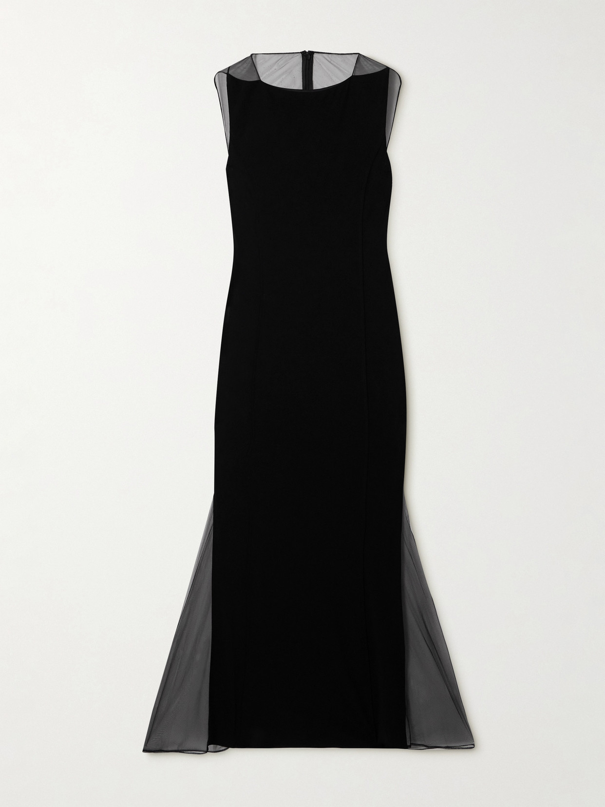 Helmut Lang Mesh-trimmed Jersey Maxi Dress In Black