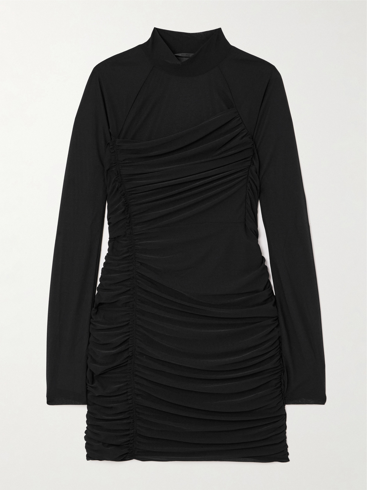 Helmut Lang - Draped Layered Crepe Mini Dress - Black