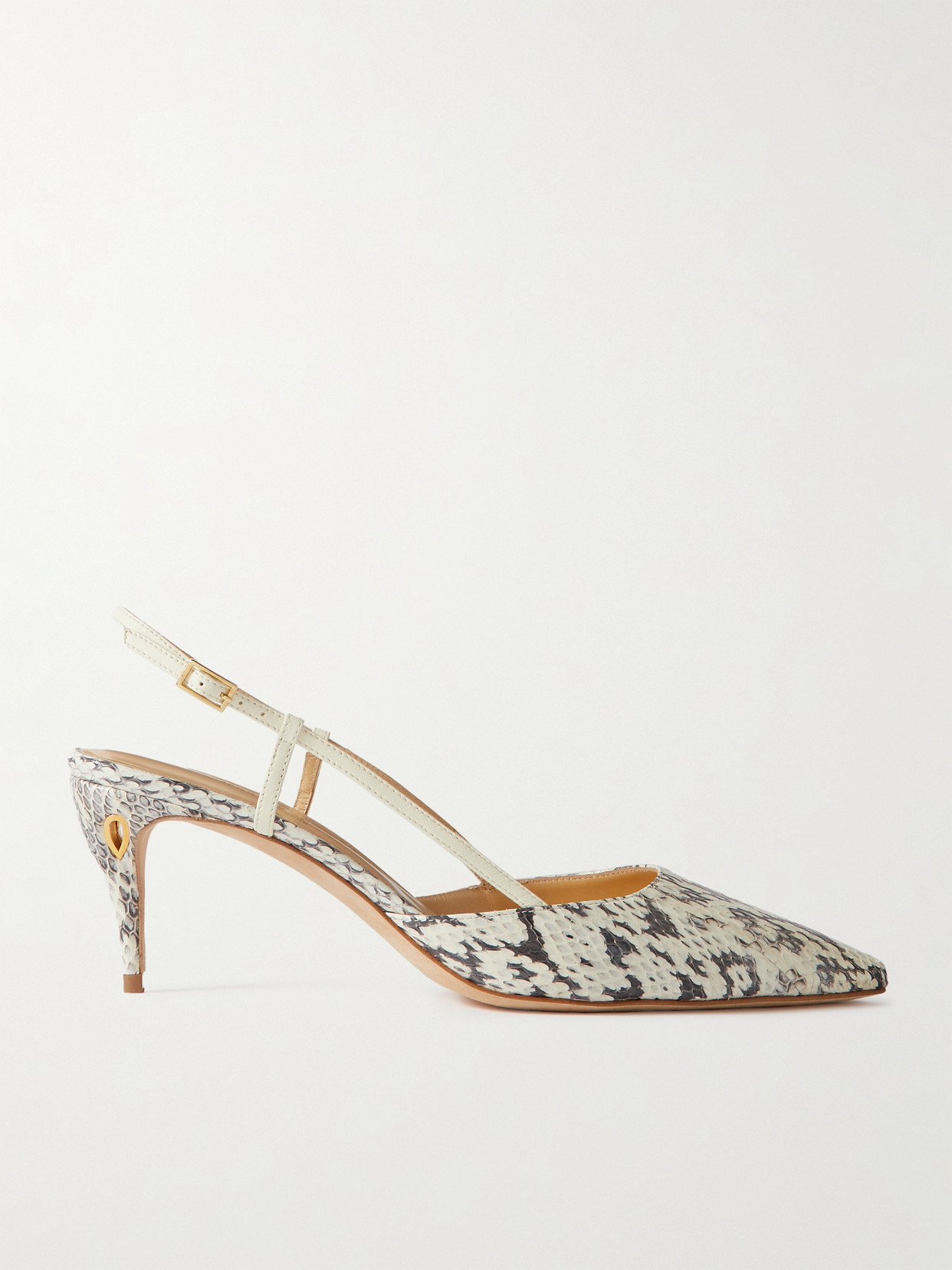 Jennifer Chamandi Mario 65 Elaphe And Leather Slingback Pumps In Animal Print