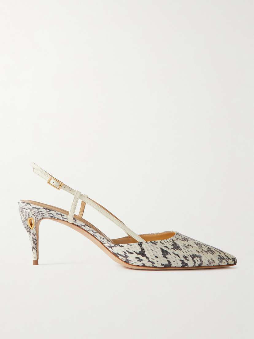 Jennifer Chamandi Mario 65 Elaphe And Leather Slingback Pumps