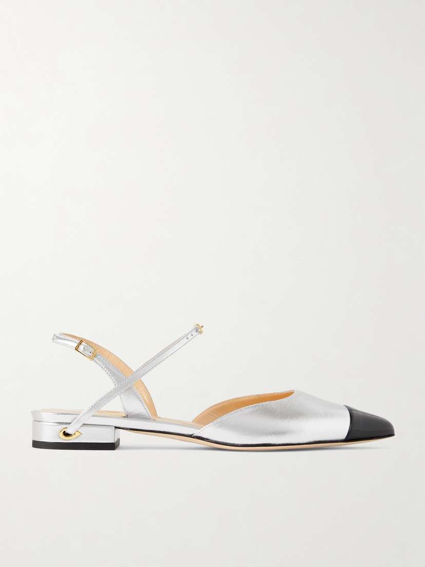 Jennifer Chamandi Vittorio 20 Metallic Leather Pointed-toe Slingback Flats