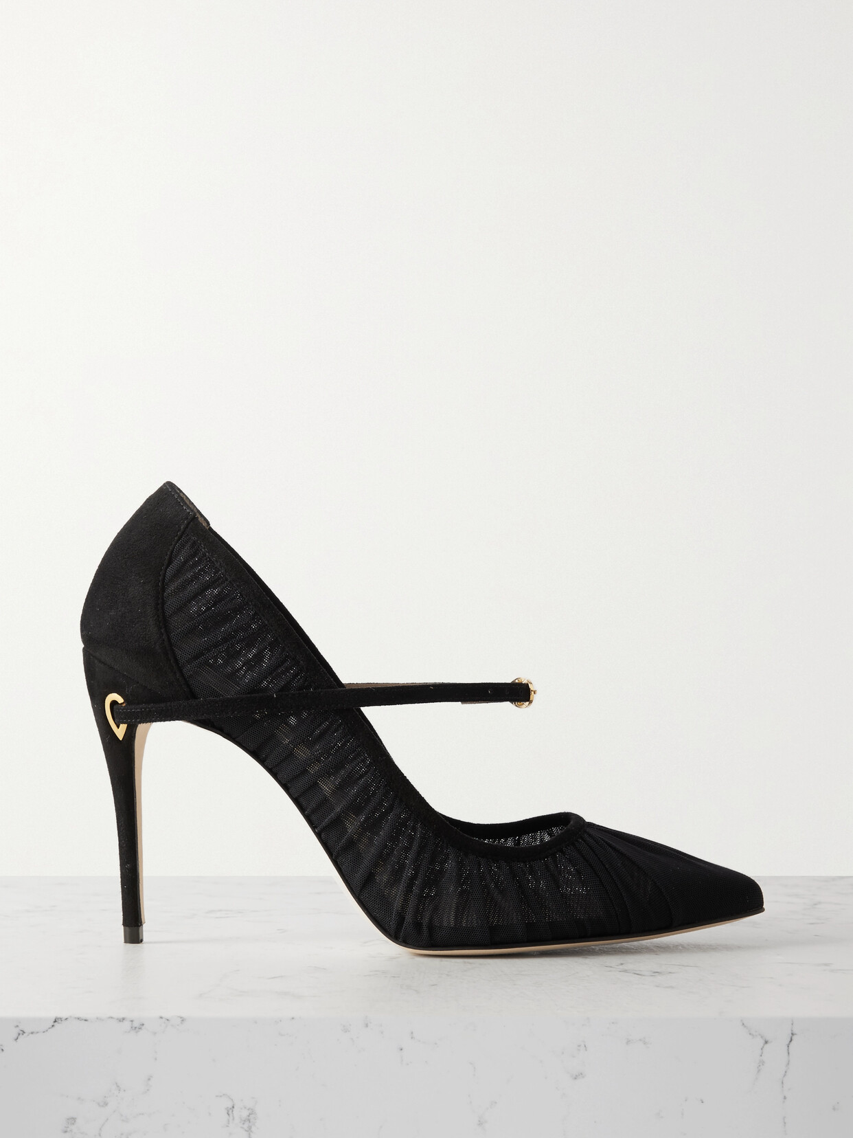 Jennifer Chamandi Lorenzo 105 Suede-trimmed Mesh Pumps - Black