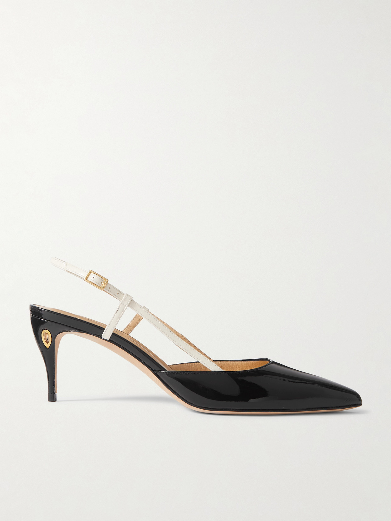 Shop Jennifer Chamandi Mario 65 Patent-leather Slingback Pumps In Black