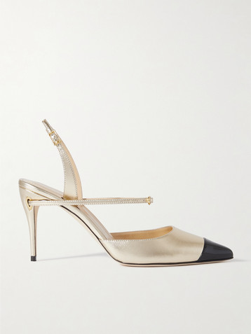 JENNIFER CHAMANDI Vittorio 85 metallic and patent-leather slingback pumps