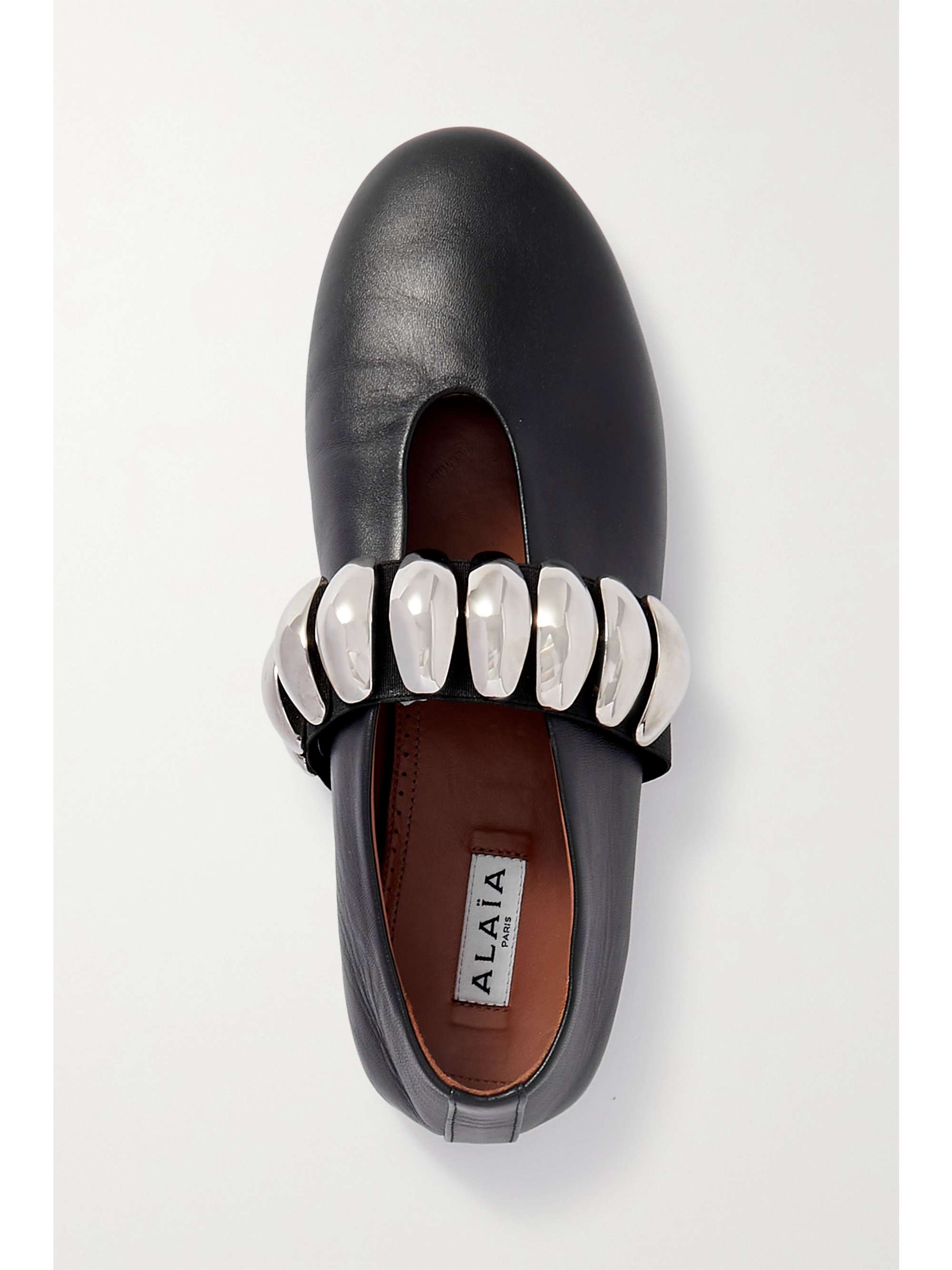 ALAÏA Crystal-embellished leather ballet flats