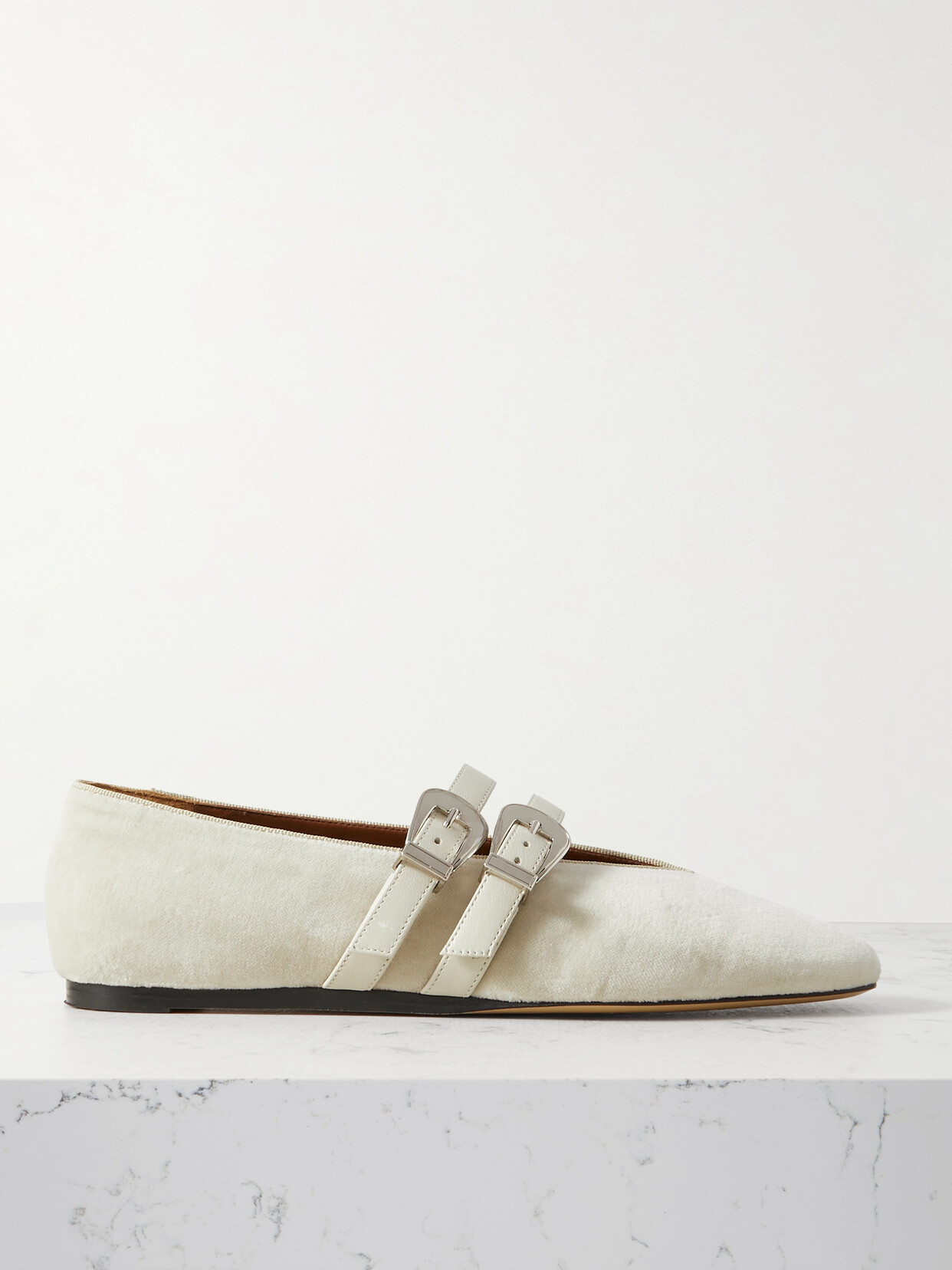 Le Monde Béryl Claudia Leather Mary Jane Ballet Flats - Gray