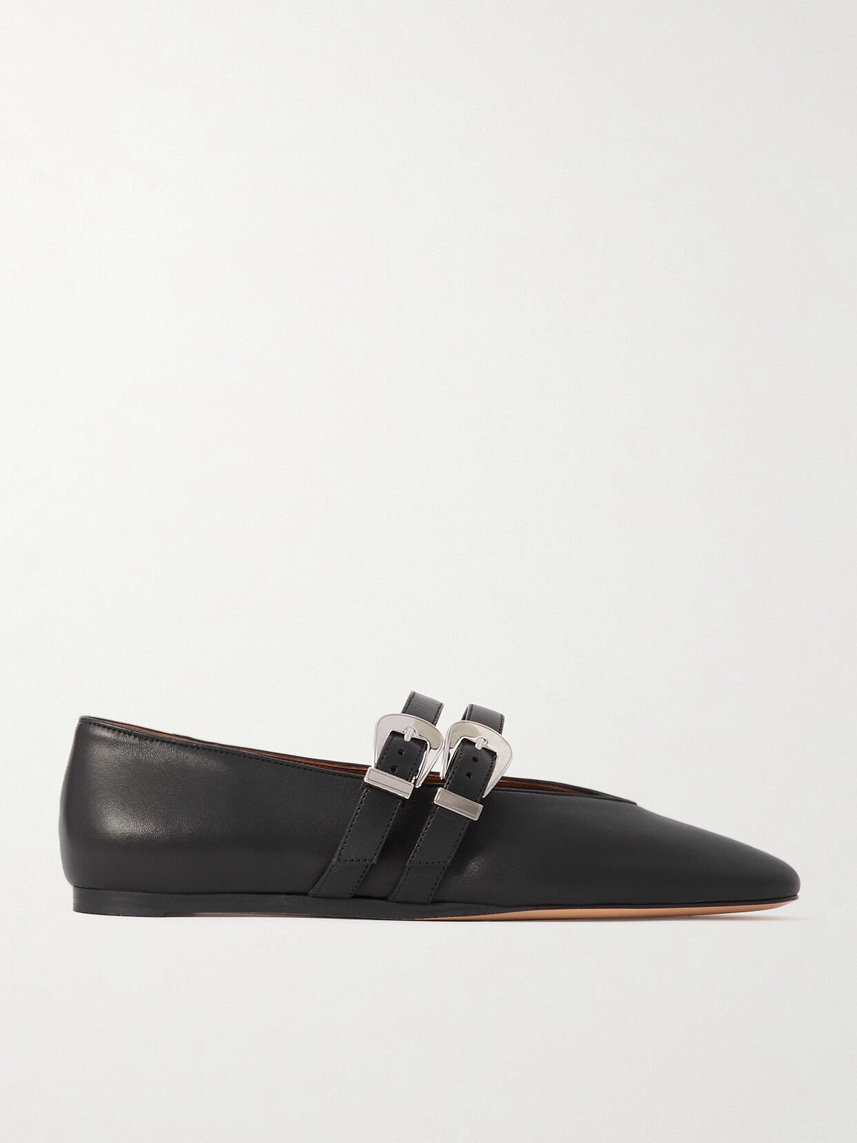 Shop Le Monde Beryl Claudia Leather Mary-jane Ballet Flats In Black