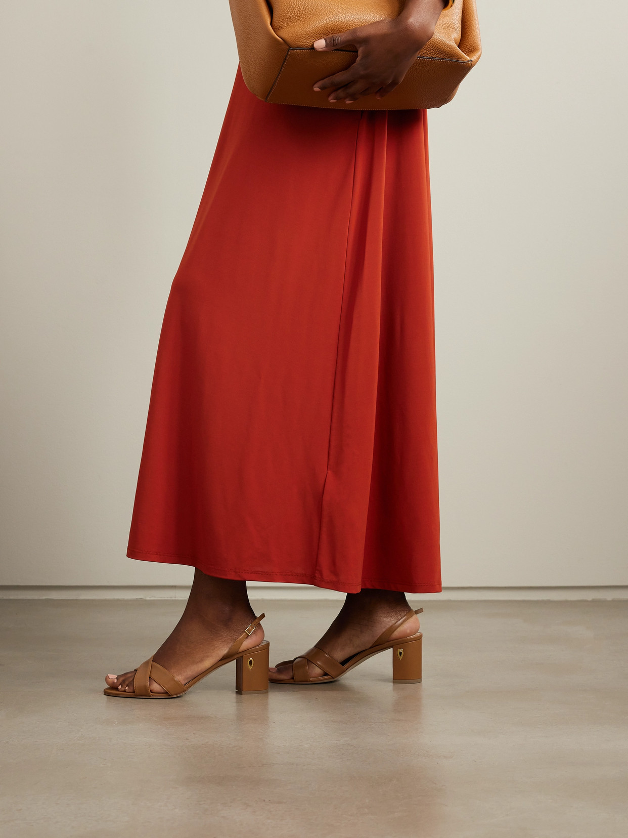 Jennifer Chamandi Leonardo 65 Leather Slingback Sandals In Brown