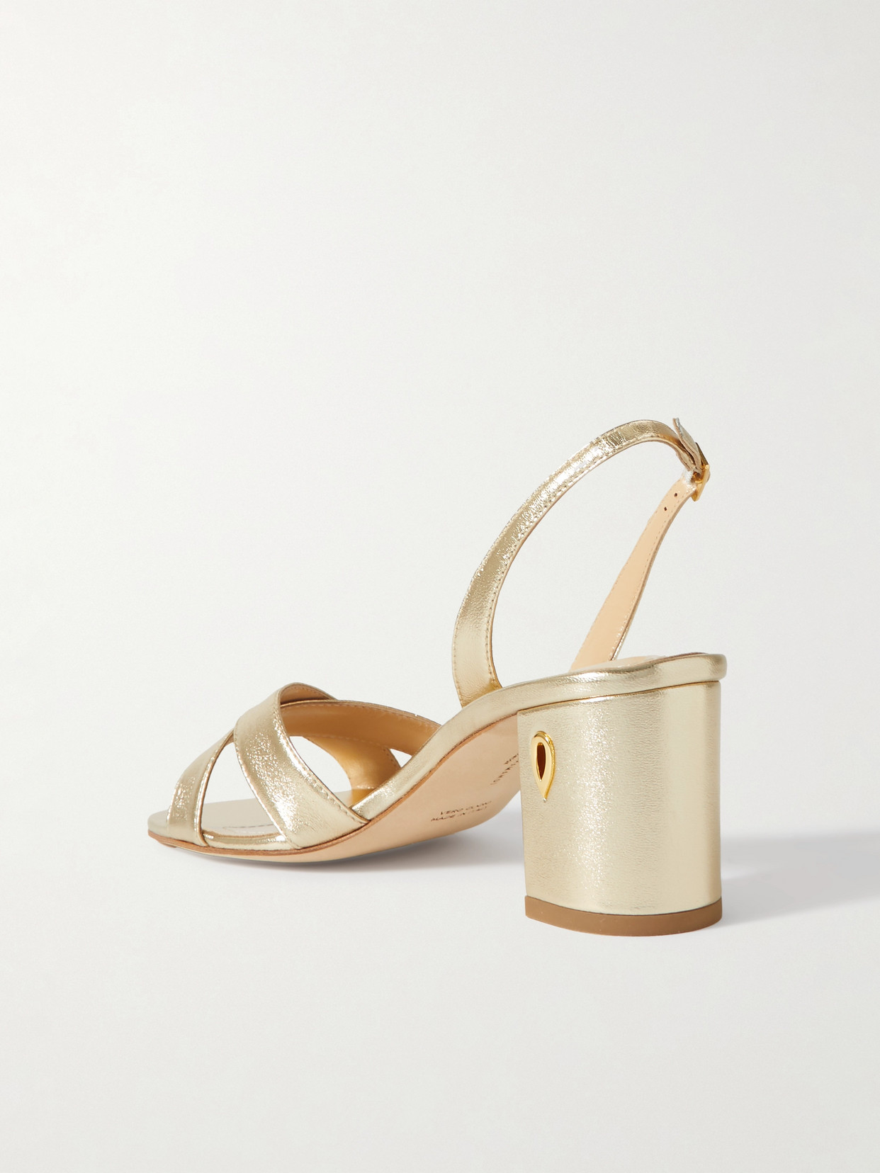 Jennifer Chamandi Leonardo 65 Metallic Leather Slingback Sandals In Gold