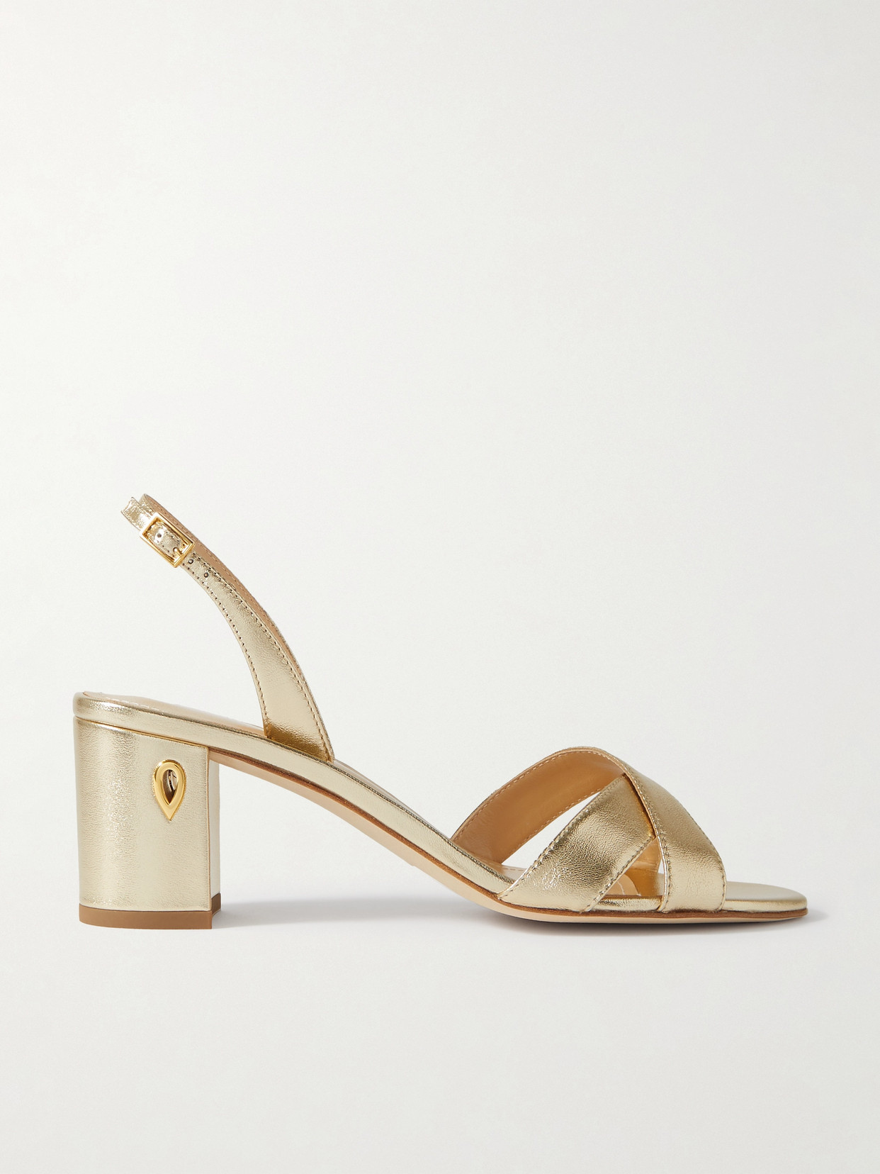 Jennifer Chamandi Leonardo 65 Metallic Leather Slingback Sandals In Gold