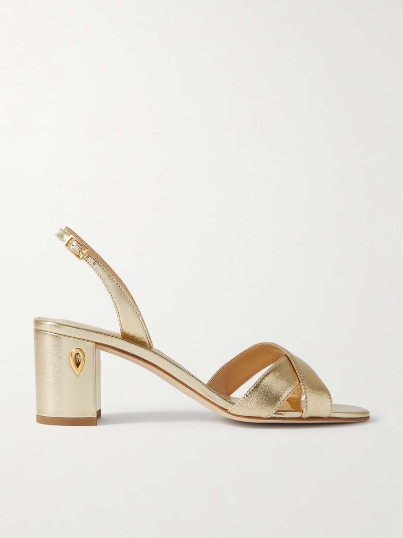 Jennifer Chamandi Leonardo 65 Metallic Leather Slingback Sandals