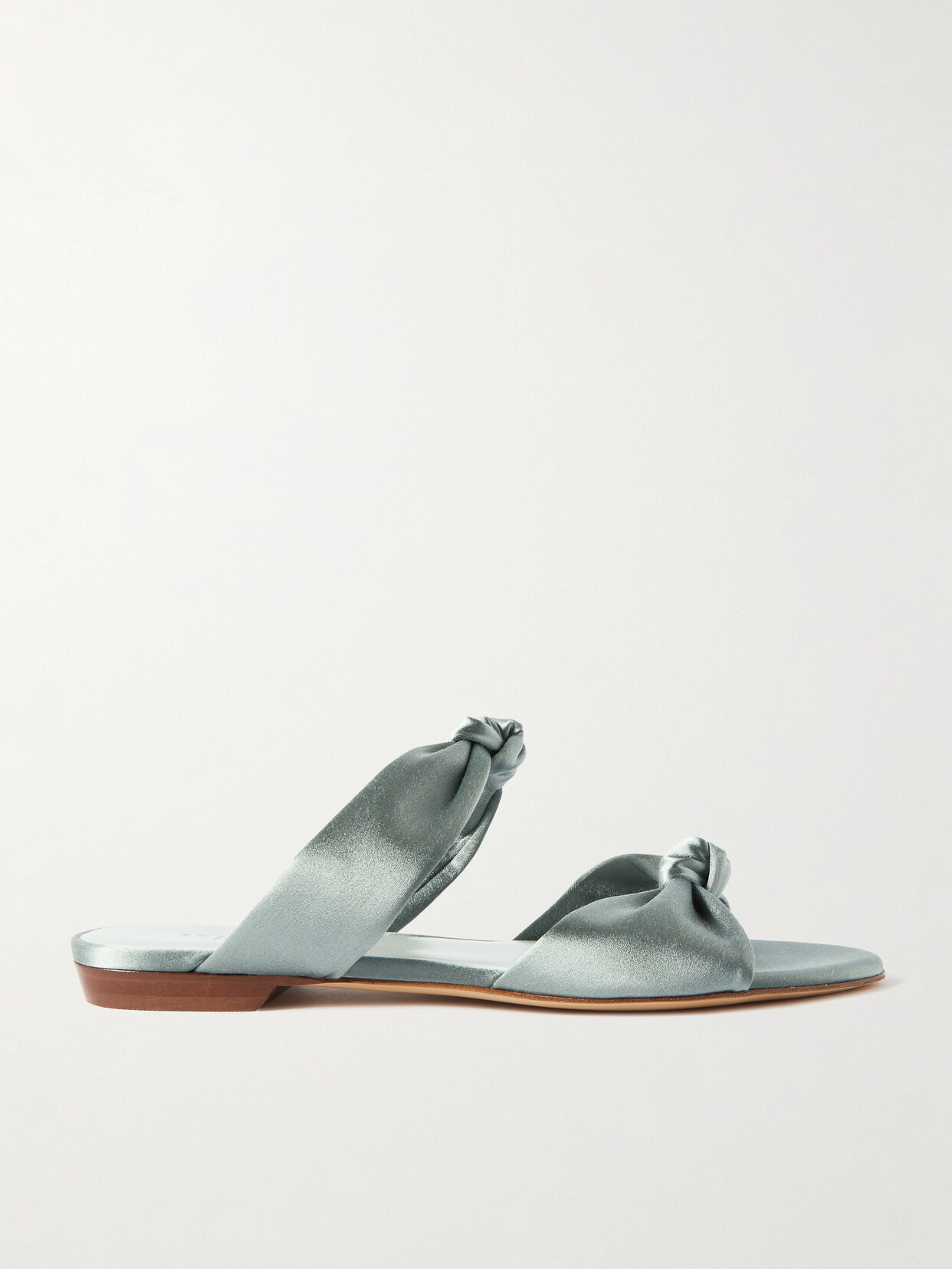 Le Monde Beryl Knot Flat Satin Sandals In Silver