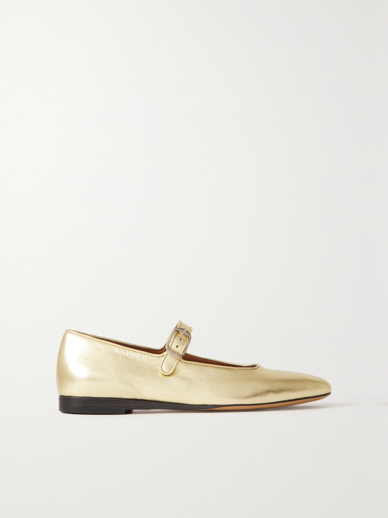 Le Monde Béryl Metallic Leather Mary Jane Flats - Gold