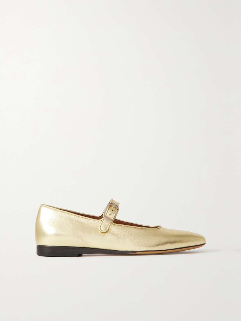 Le Monde Béryl Metallic Leather Mary Jane Flats