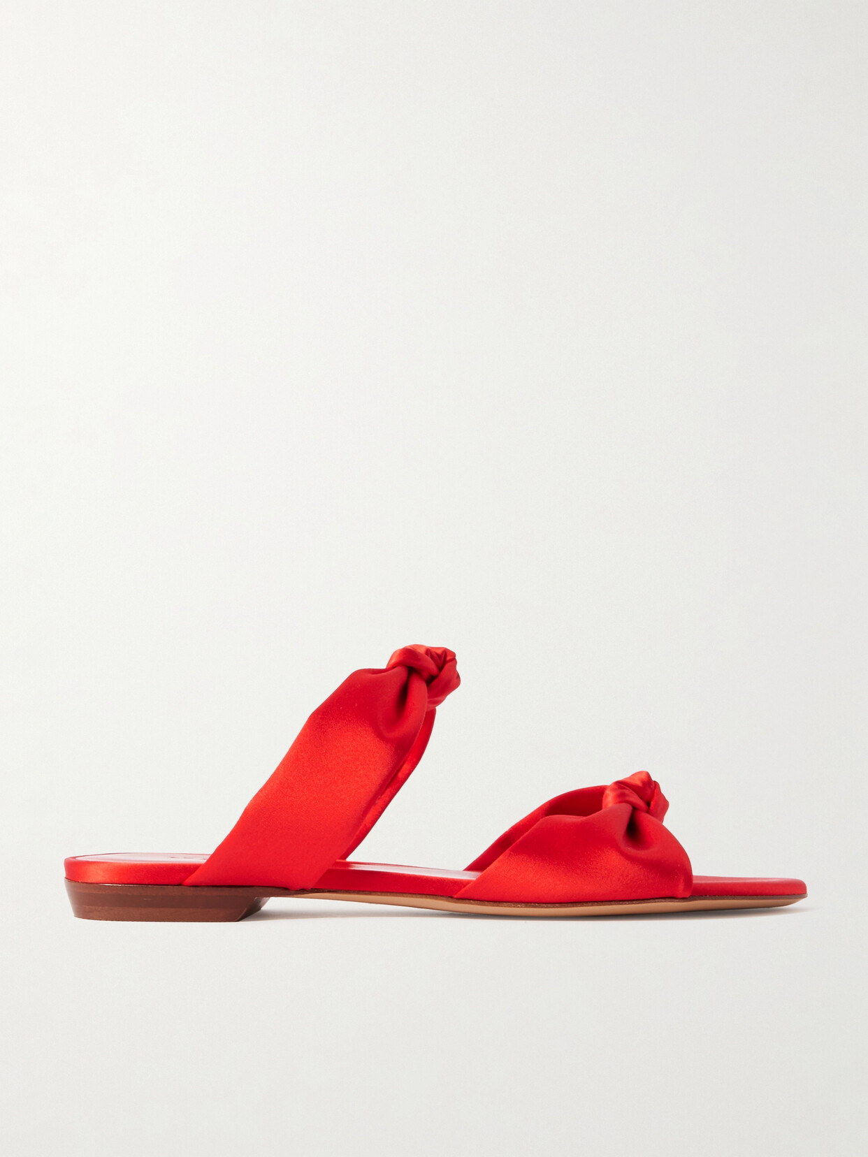 Le Monde Beryl Knot Flat Satin Sandals In Red