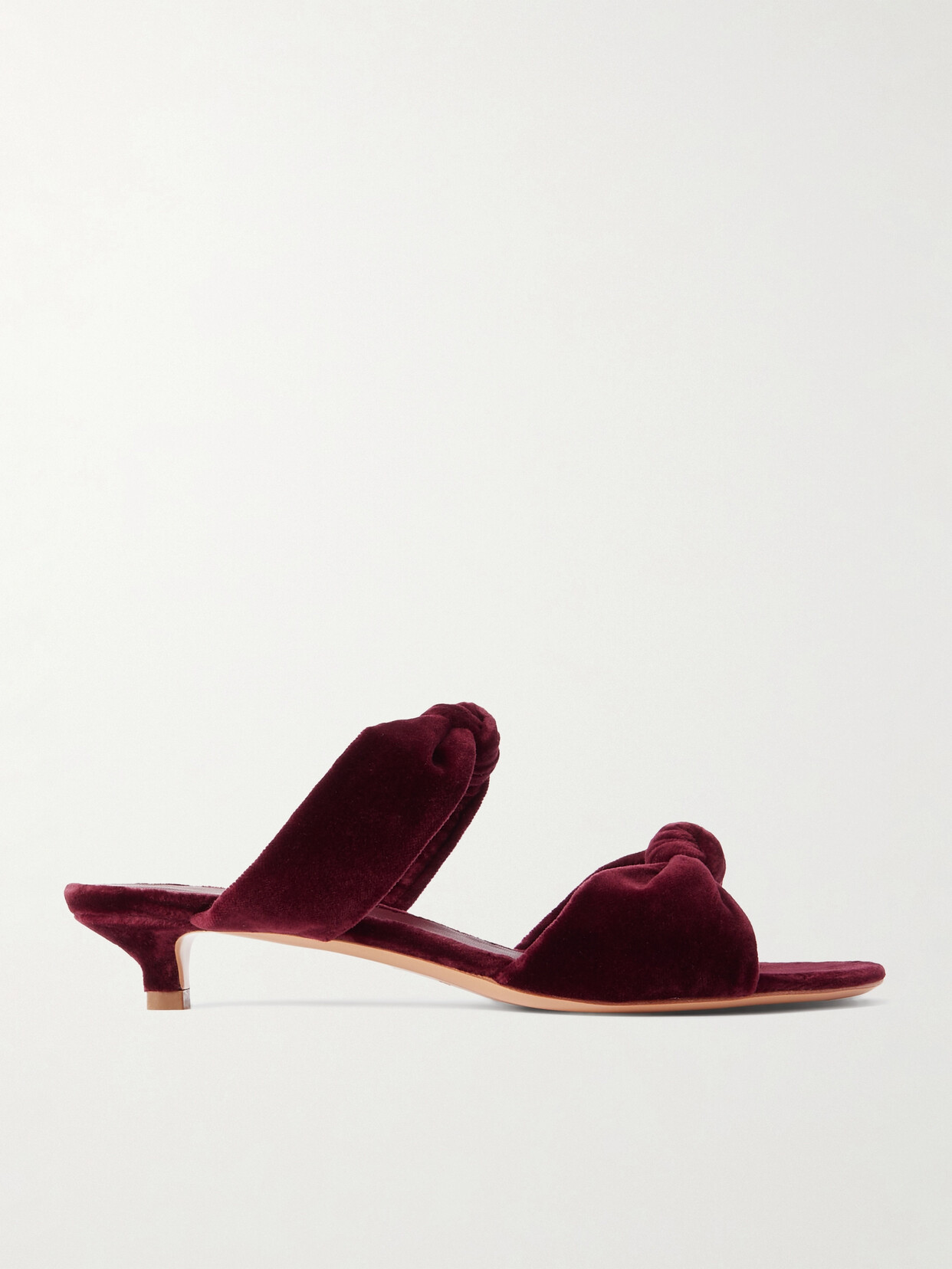 Le Monde Béryl Knot Velvet Mules - Burgundy