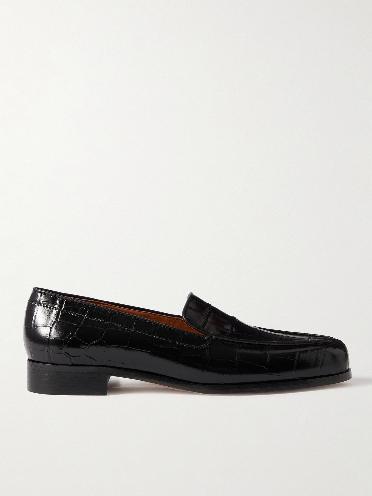 Emme Parsons Danielle Croc-effect Leather Loafers In Black