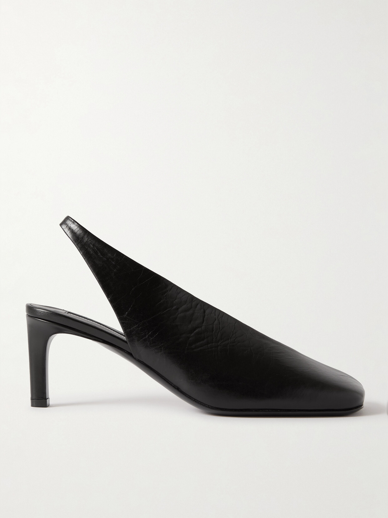 Shop Jil Sander Leather Slingback Pumps In Black