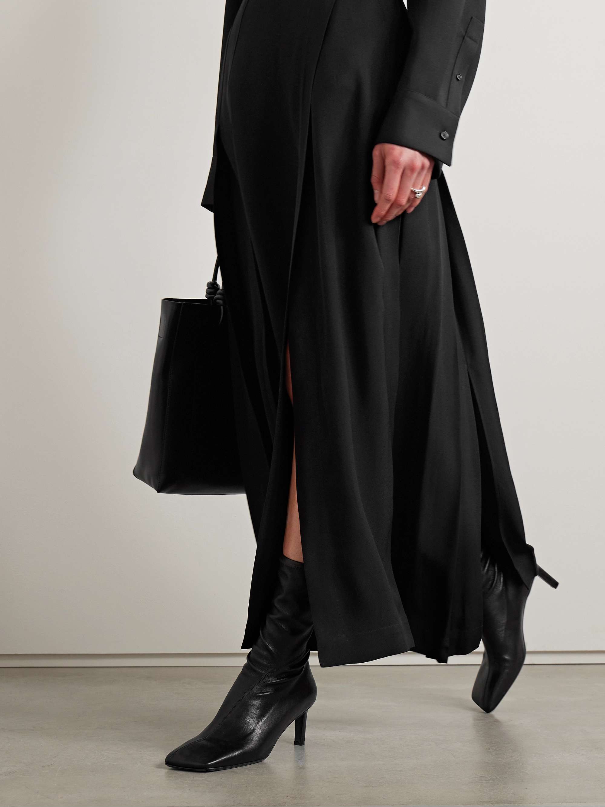 JIL SANDER レザー×ソックス ソックスブーツ-