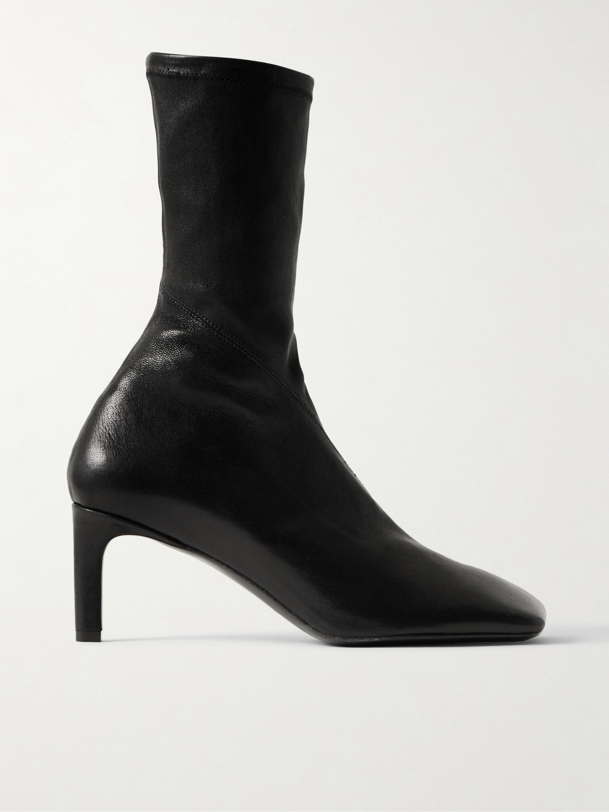 Shop Jil Sander Leather Sock Boots In Black