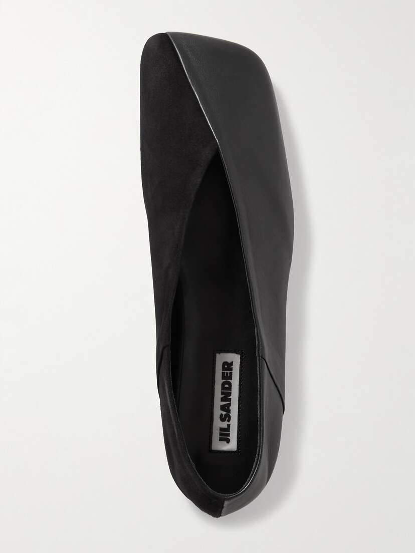 Jil Sander Asymmetric Leather And Suede Ballet Flats