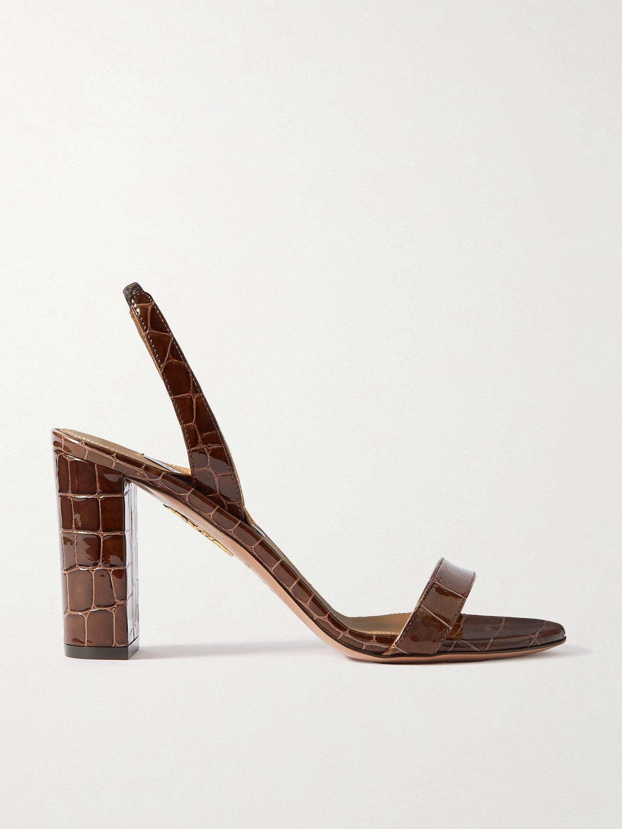 Aquazzura So Nude 85 Croc-effect Glossed-leather Slingback Sandals - Brown