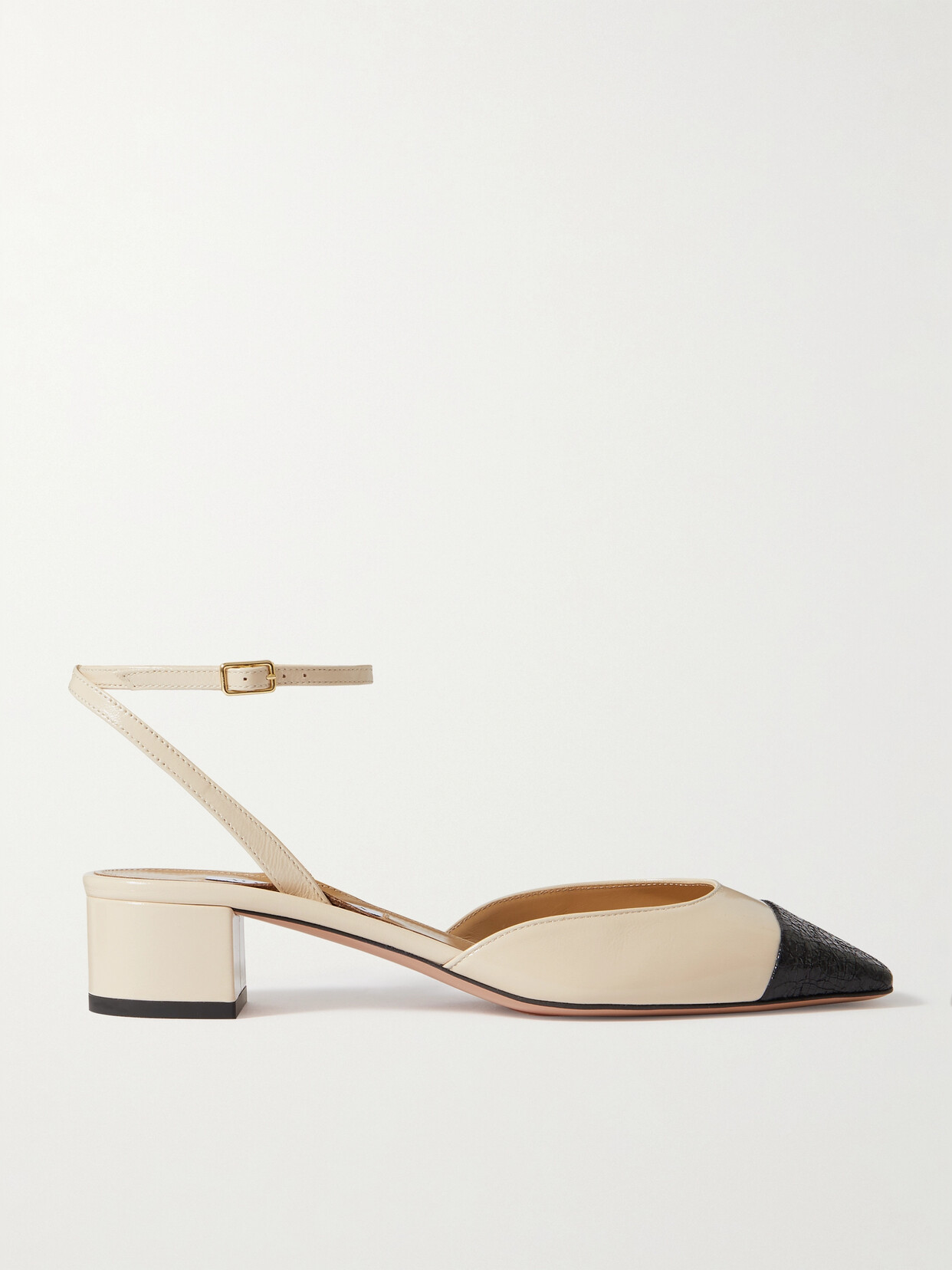 Aquazzura - French Flirt 35 Two-tone Patent-leather Pumps - Neutrals