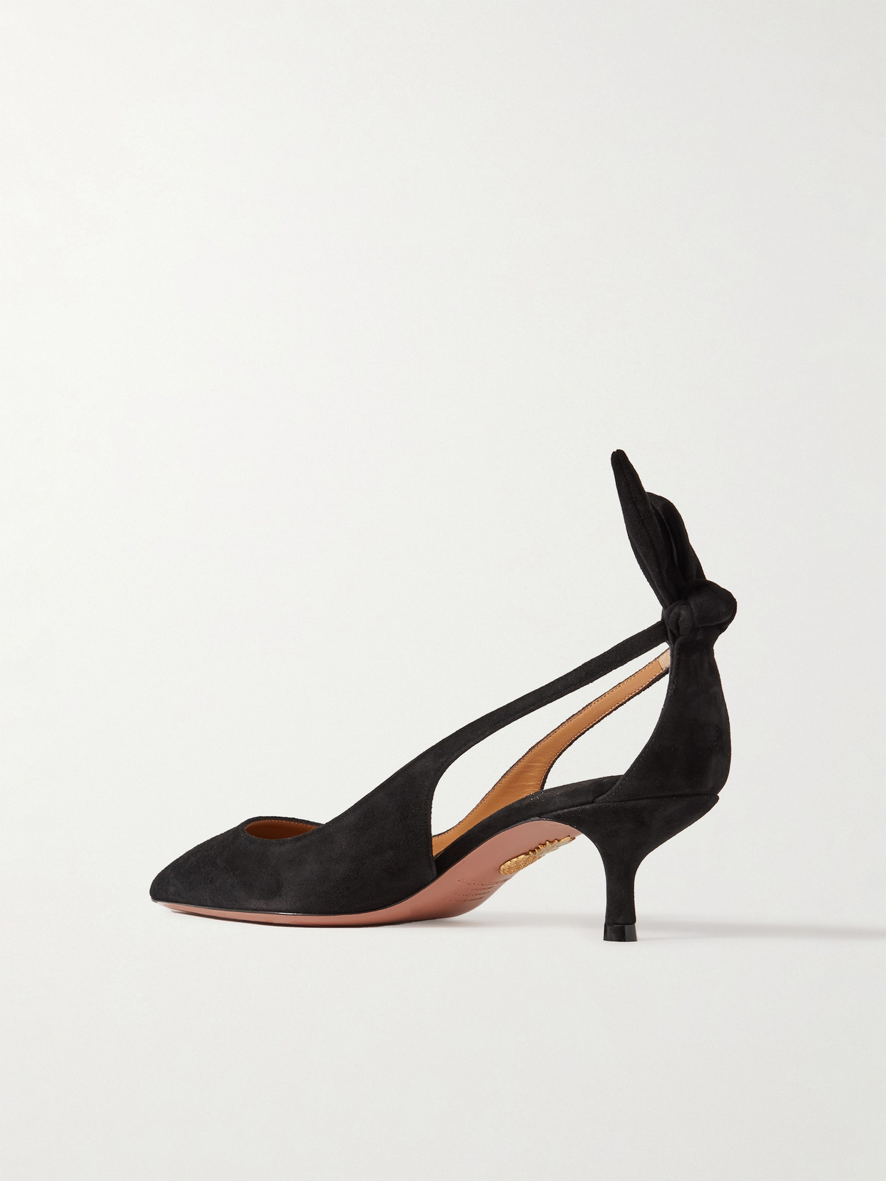 Aquazzura 50 Bow-tie Suede Pumps In Black