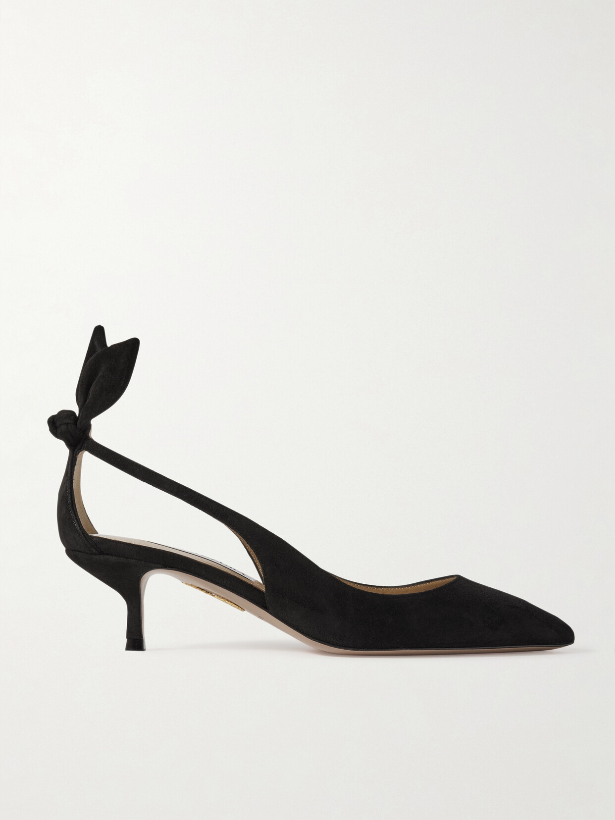 Aquazzura 50 Bow-tie Suede Pumps In Black