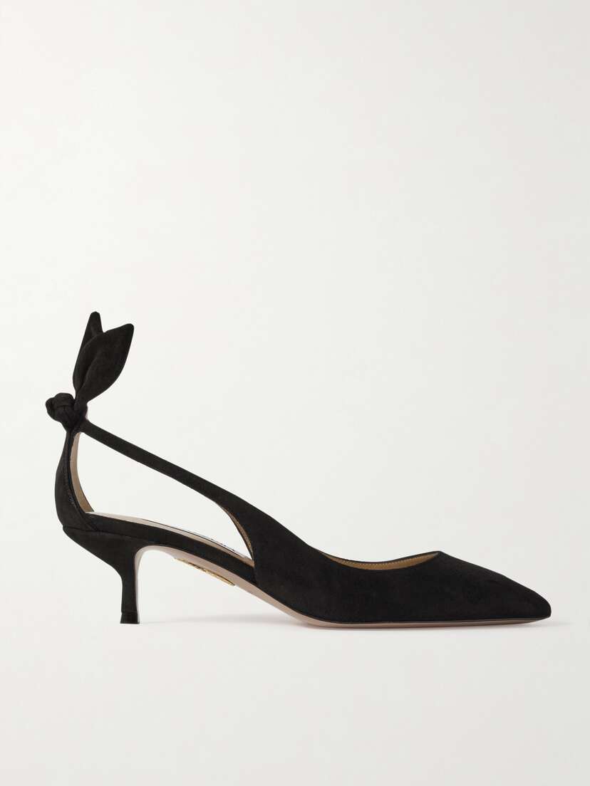Aquazzura Bow Tie 50 Suede Pumps