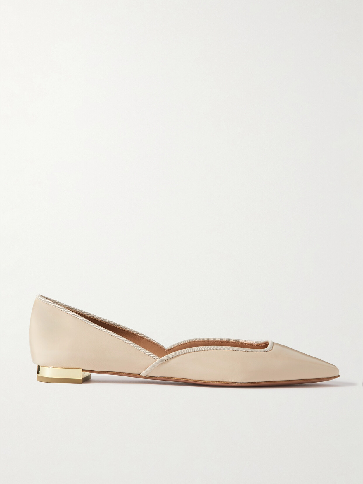 Aquazzura - Maia Grosgrain-trimmed Glossed-leather Ballet Flats - Cream