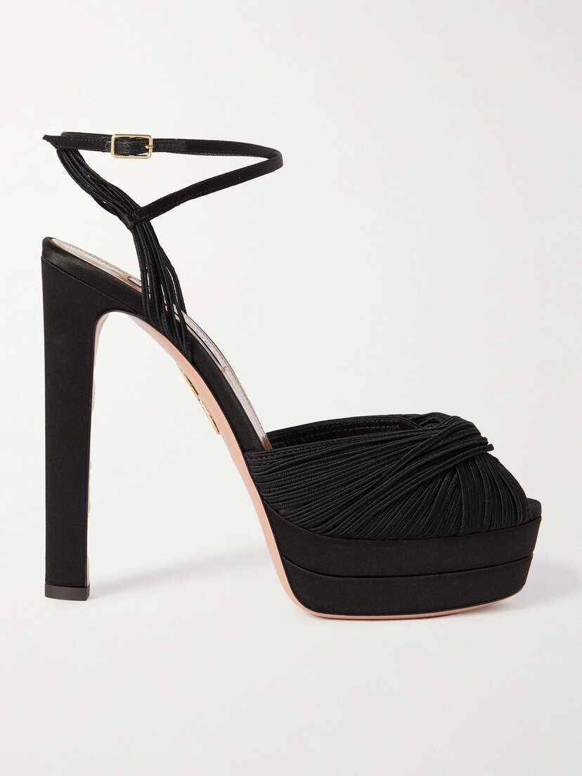 Aquazzura Bellini Beauty 130 Twisted Satin Platform Sandals