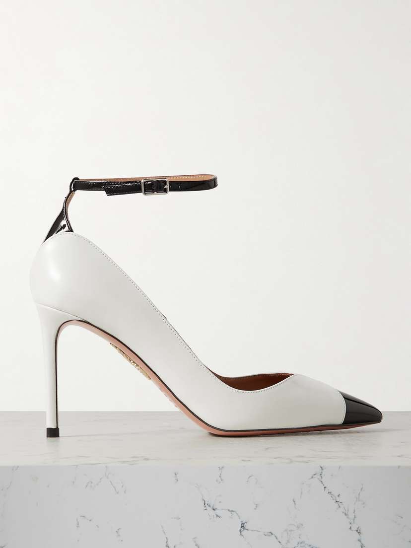 Aquazzura Pinot 85 Patent-trimmed Leather Point-toe Pumps