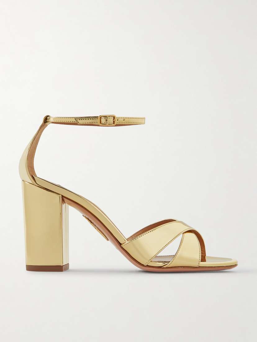 Aquazzura Divine 85 Mirrored-leather Sandals