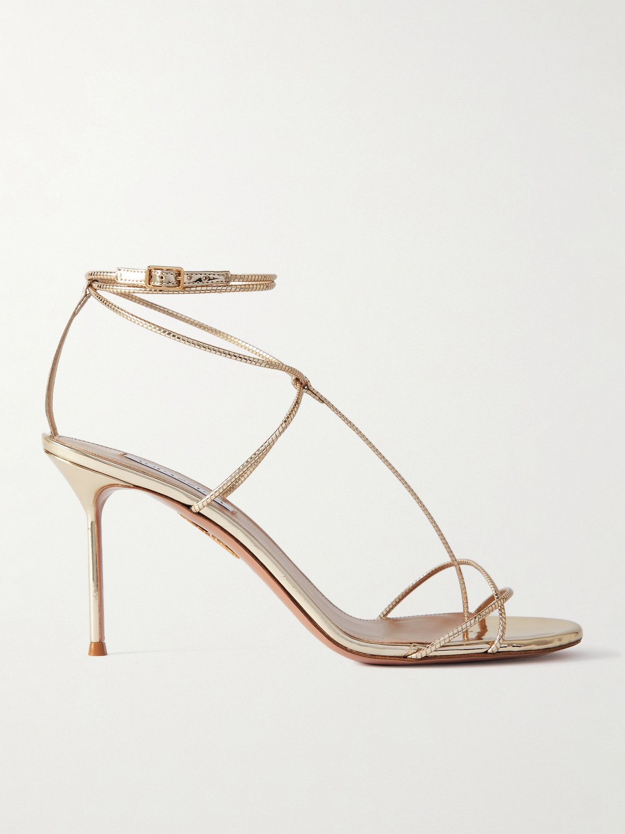 Aquazzura - Roman Romance Metallic Leather Sandals - Gold