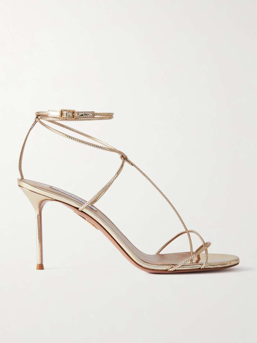 Aquazzura Roman Romance Metallic Leather Sandals