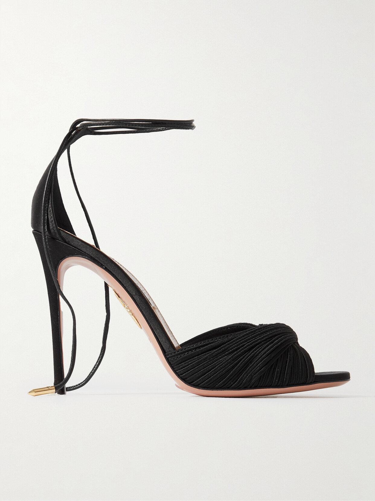 Aquazzura Bellini Beauty 105 Twisted Satin Sandals In Black