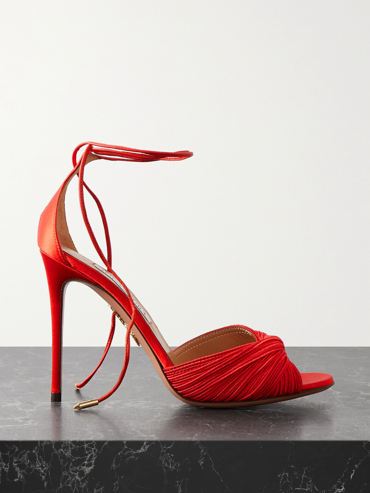 Aquazzura - Bellini Beauty 105 Twisted Satin Sandals - Red