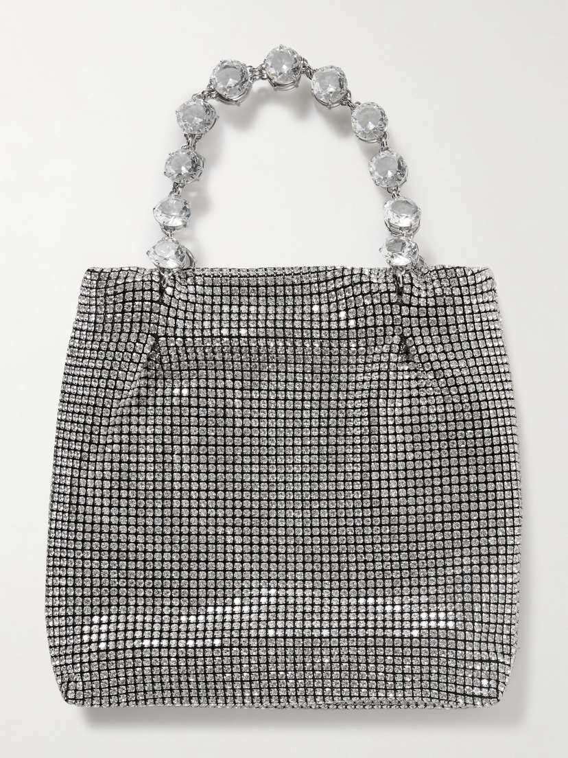 Aquazzura Galactic Mini Crystal-embellished Satin Tote
