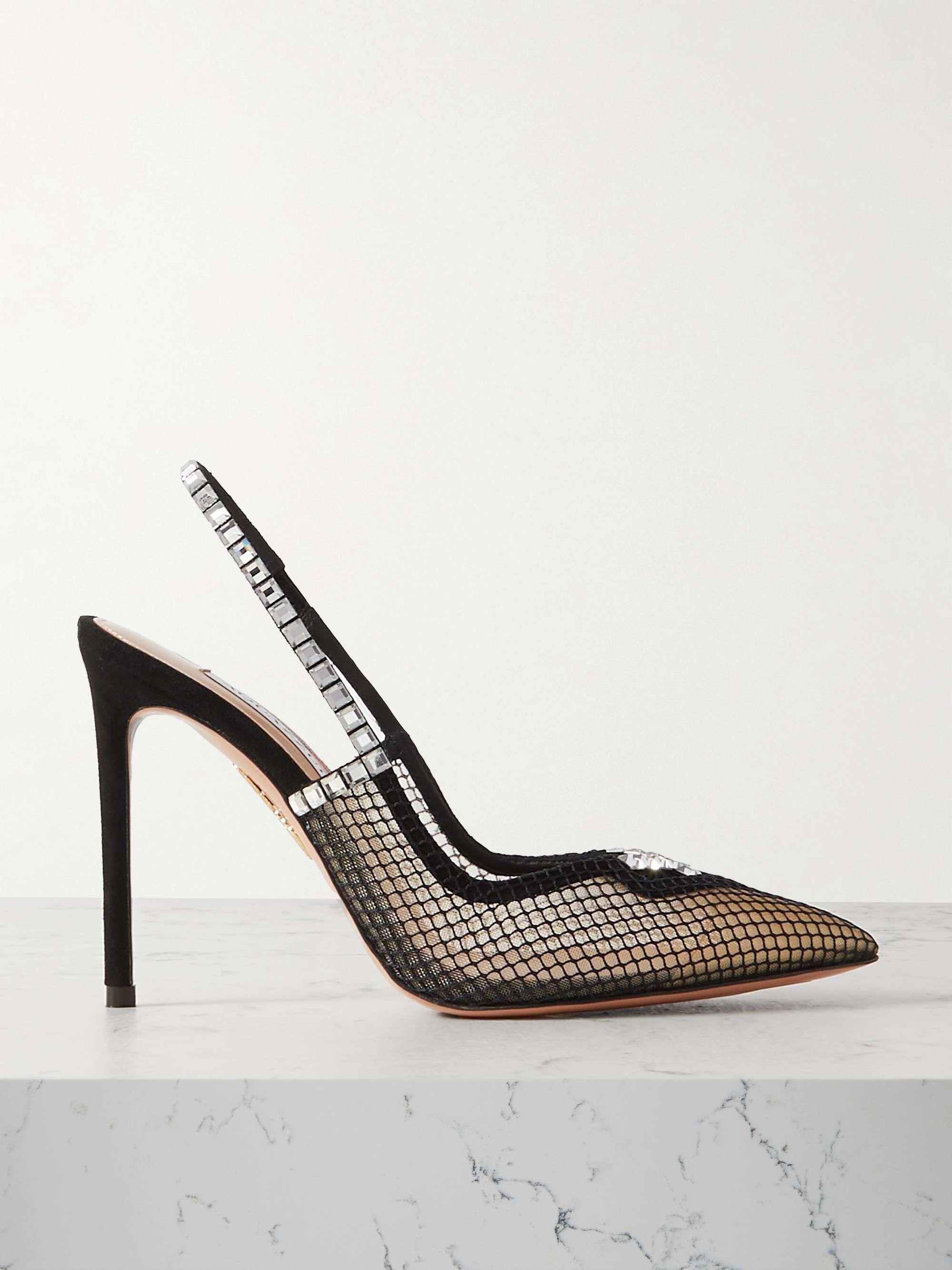 Forbidden Love 35 mesh and suede pumps in black - Aquazzura