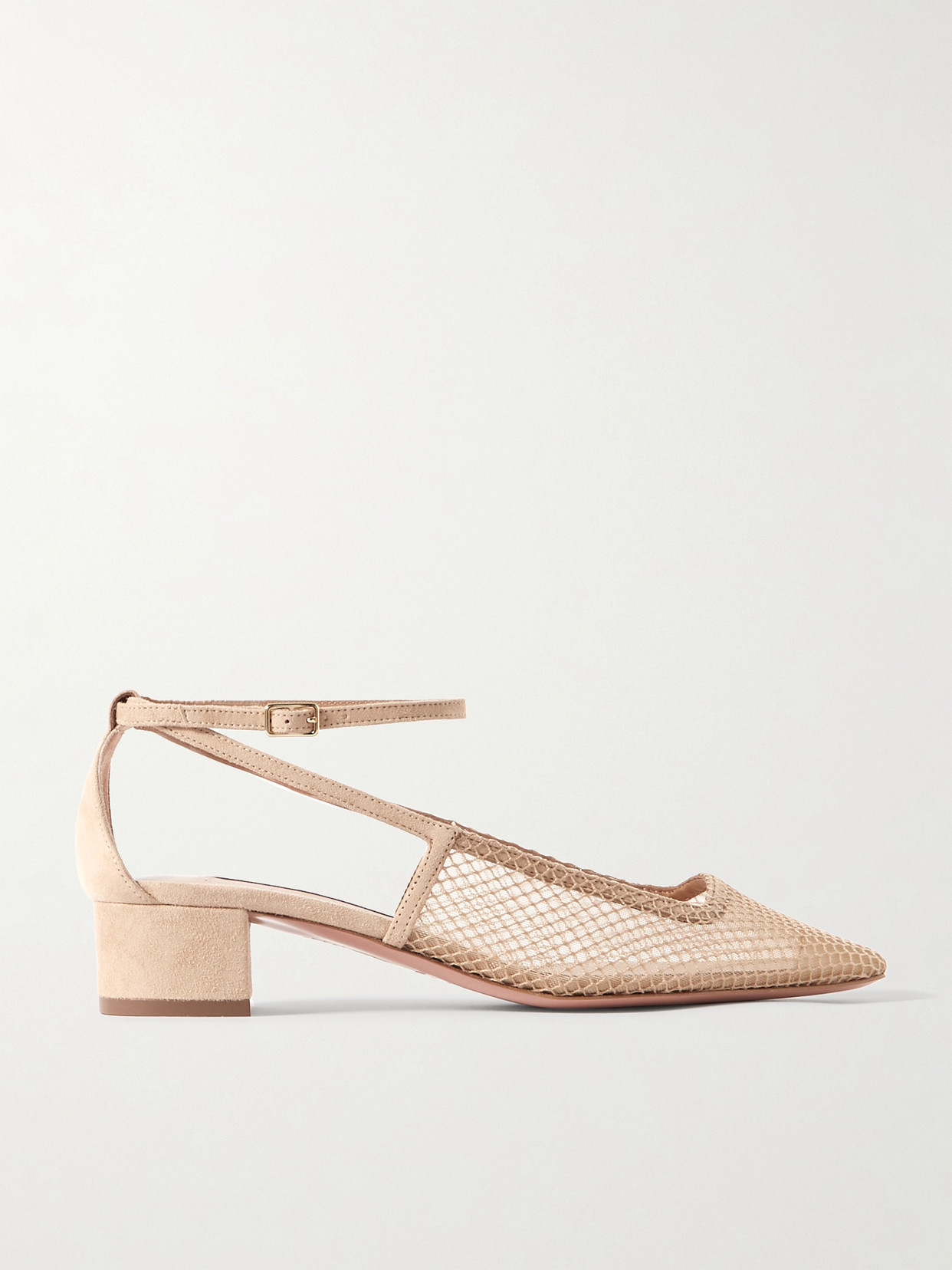 Aquazzura - Forbidden Love 35 Suede-trimmed Mesh Pumps - Neutrals