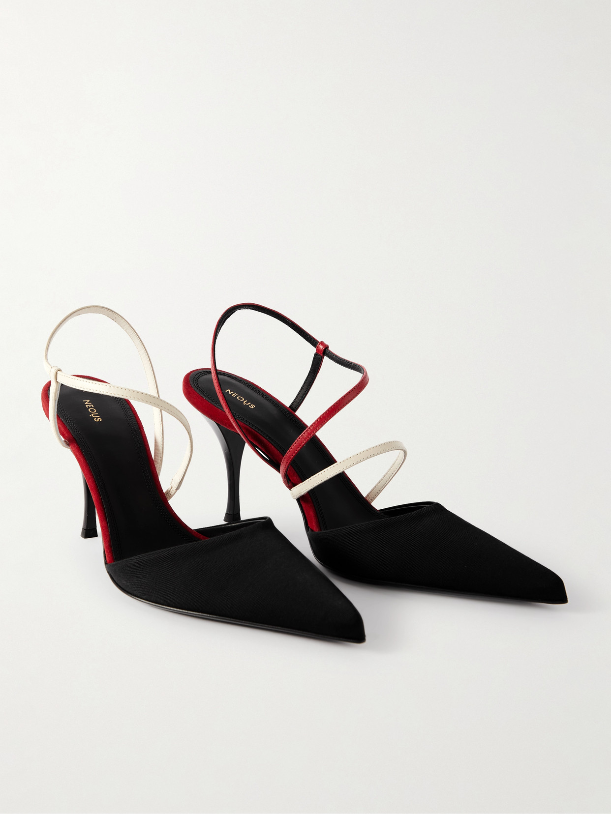 Neous Tangra Leather And Suede-trimmed Faille Pumps In Black