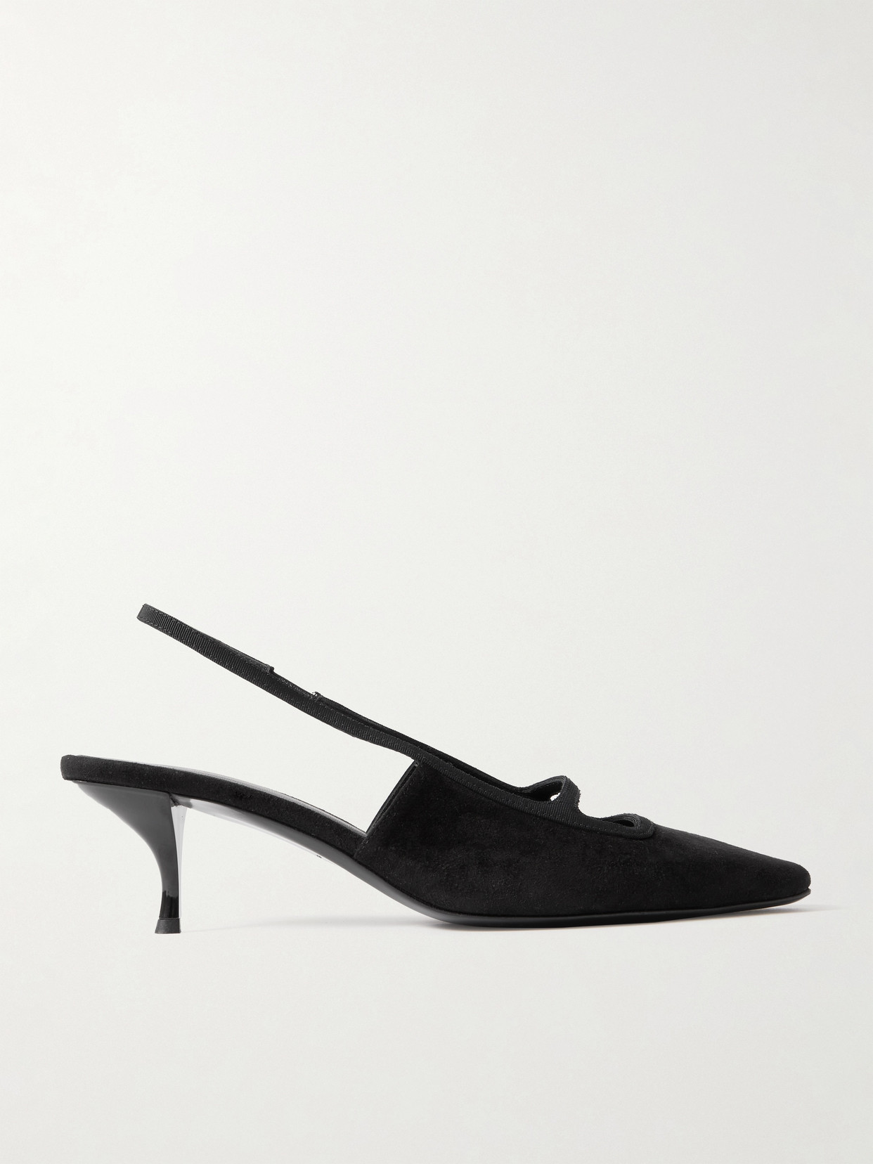 Neous Sabik Grosgrain-trimmed Suede Slingback Pumps In Black