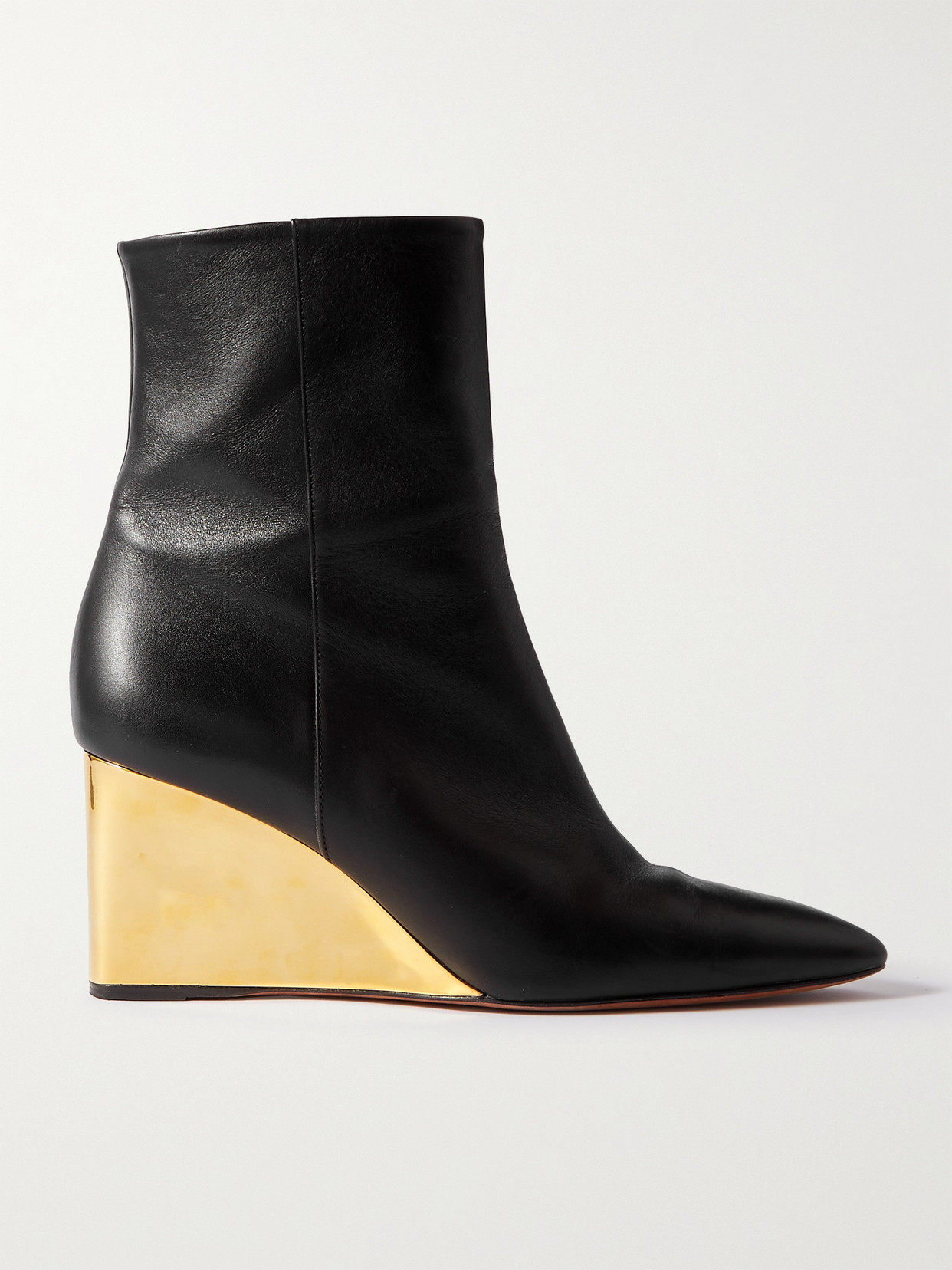 Chloé + Net Sustain Rebecca Leather Wedge Ankle Boots - Black