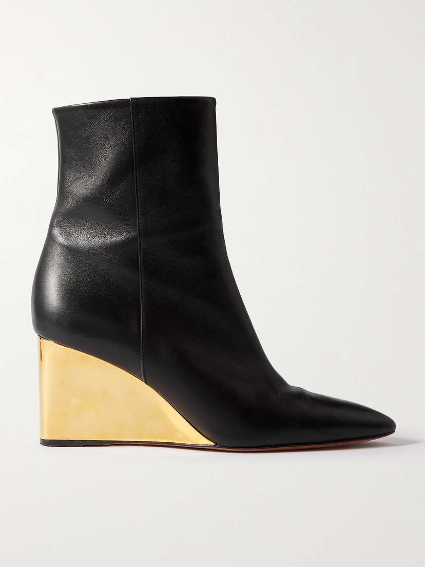 Chloé + Net Sustain Rebecca Leather Wedge Ankle Boots